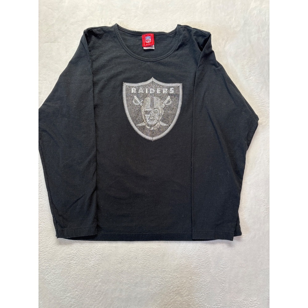 Las Vegas Raiders‎ NFL Women's Black  Primary Sparkle Logo Long Sleeve Sz XL